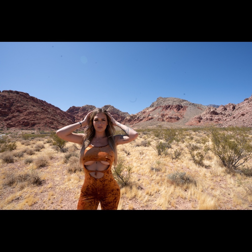 Orange velvet jumpsuit/romper